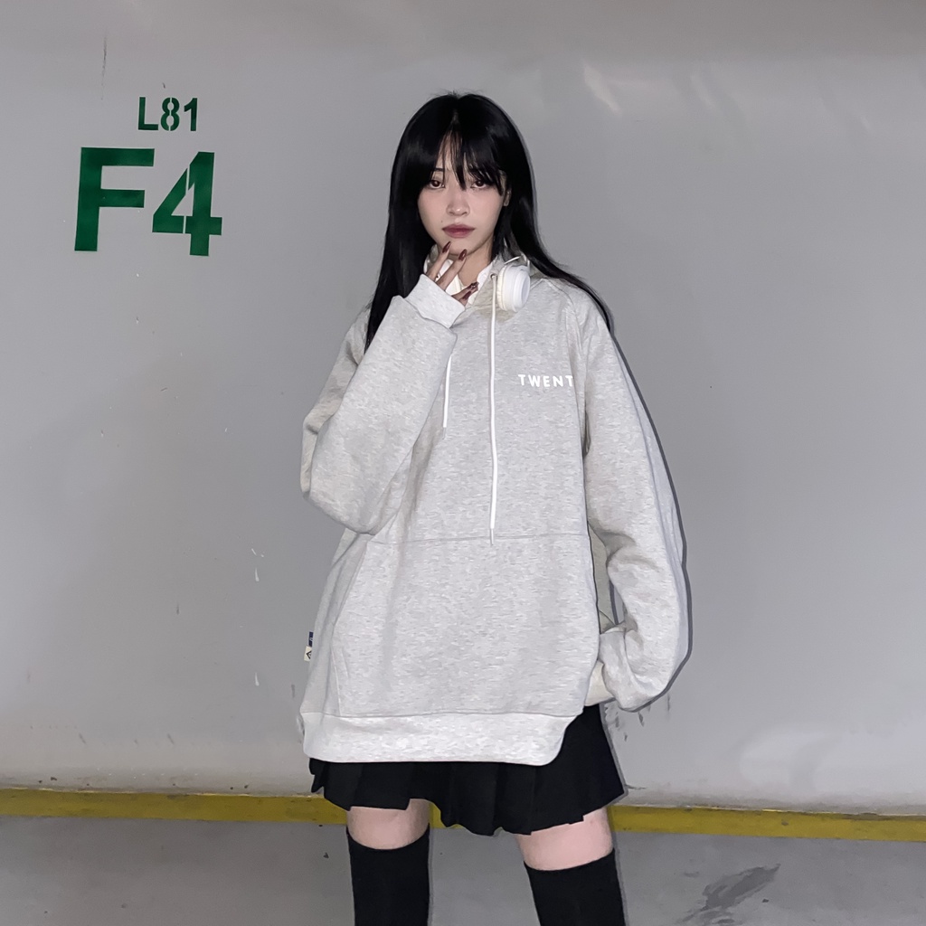 Áo Hoodie TWENTI Nỉ Bông In Basic