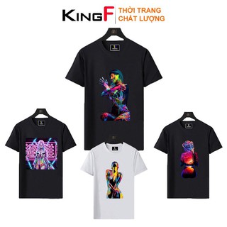 Áo thun nữ in hình KingF Áo Phông CÔ GÁI SẮC MÀU - Chất liệu COTTON 100% thoáng mát - In decal bền bỉ