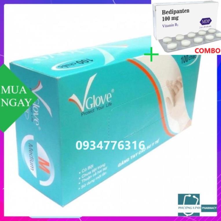 Combo Bedipanten 100mg +  Găng tay y tế Vglove hộp 100 chiếc ( M)