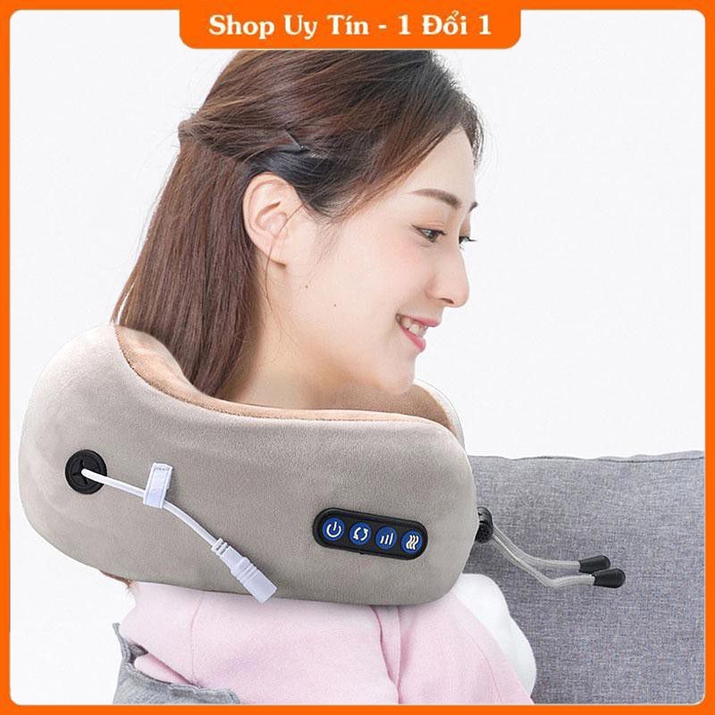 Gối massage cổ chữ U đa năng cao cấp, Máy mát xa cổ vai gáy hiệu quả kiêm gối ngủ tiện lợi 4 trong 1