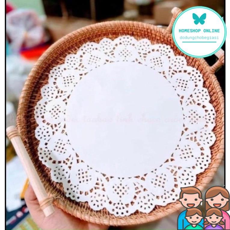 SET 140 tờ giấy THẤM DẦU bột gỗ hình tròn đục họa tiết sz 21cm