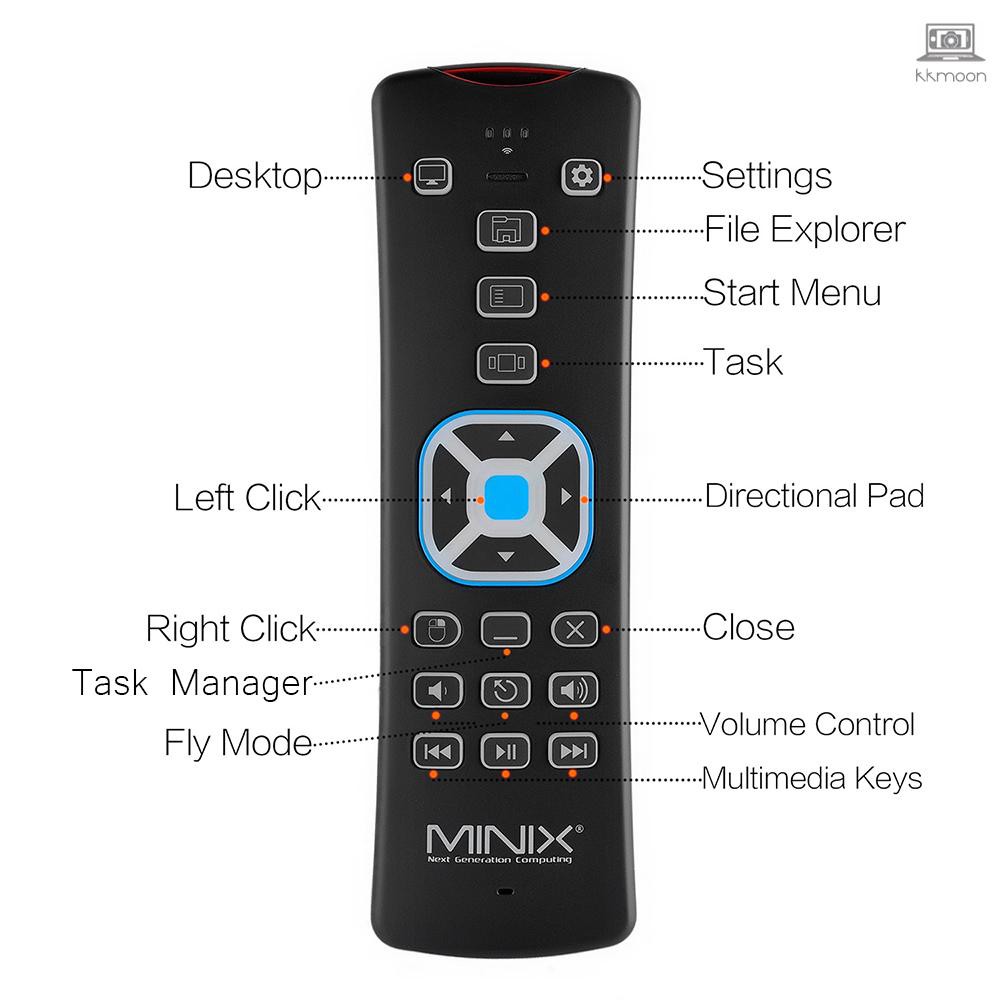 MINIX NEO W2 2.4 GHz MINI Wireless Keyboard Windows 2-in-1 Remote Control for Windows 10 MINI PC Home Theater Computer Black