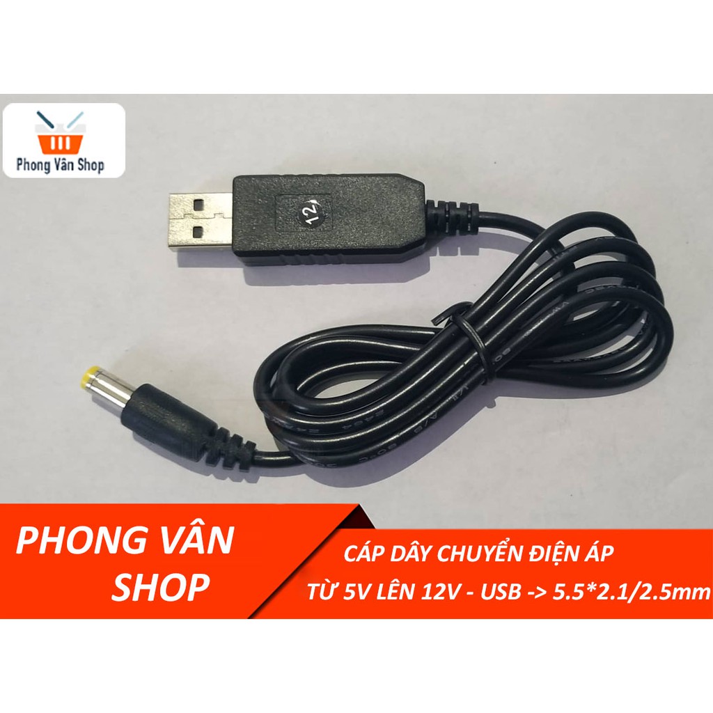 Cáp dây chuyển điện áp 5v lên 12v - từ cổng USB sang chân 5.5x2.1-2.5mm | WebRaoVat - webraovat.net.vn