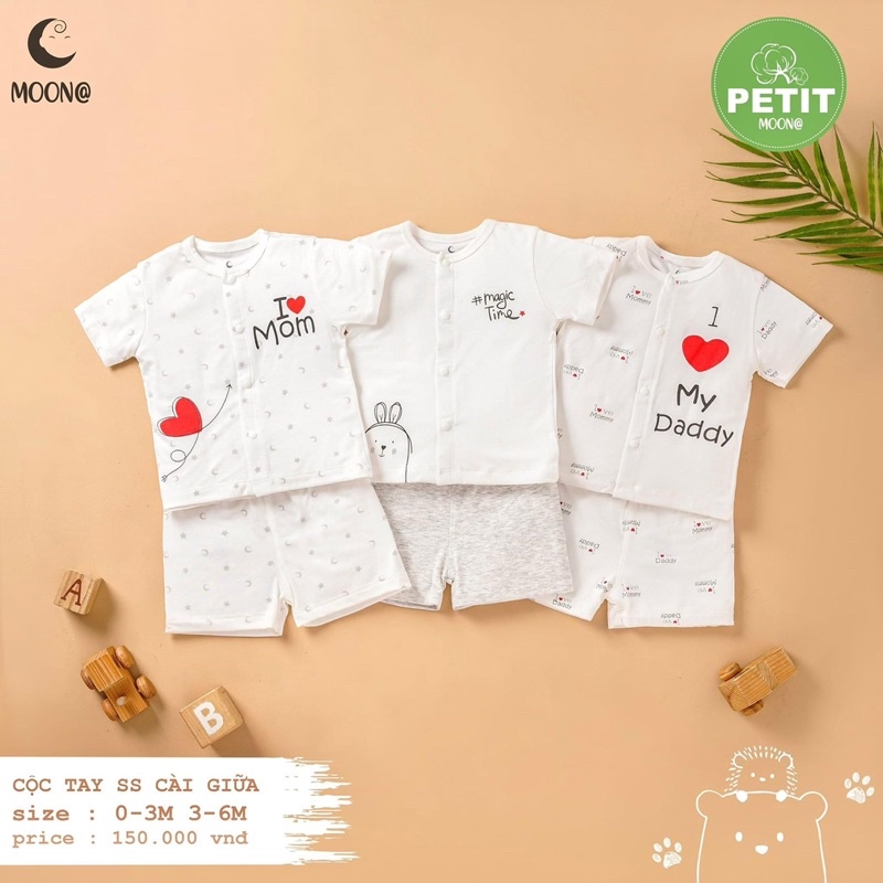 Bộ cộc tay sơ sinh cài chéo Moon