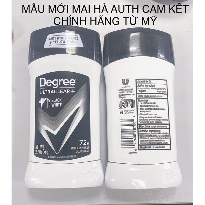 Lăn nách khử mùi sáp Degree 76g nam từ Mỹ