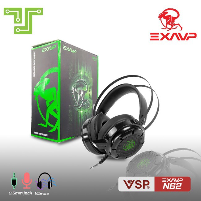 Tai nghe chụp tai chuyên game EXAVP N62 có Rung và Led Âm thanh sống động / Headphone gaming