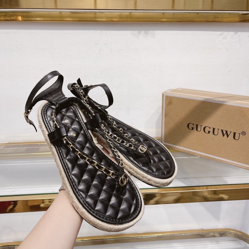 Sandal xỏ ngón đế cói quai xích fullbox hàng quảng châu cao cấp