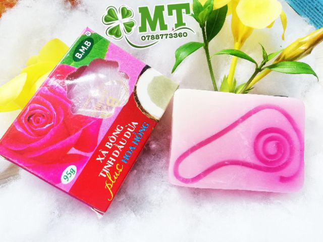 Xà bông dừa hoa hồng B.M.B (1 cục 95g)