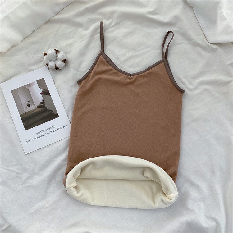 Áo Hai Dây Vải Nhung Dày Dặn Giữ Ấm Mùa Đông Cho Nữ