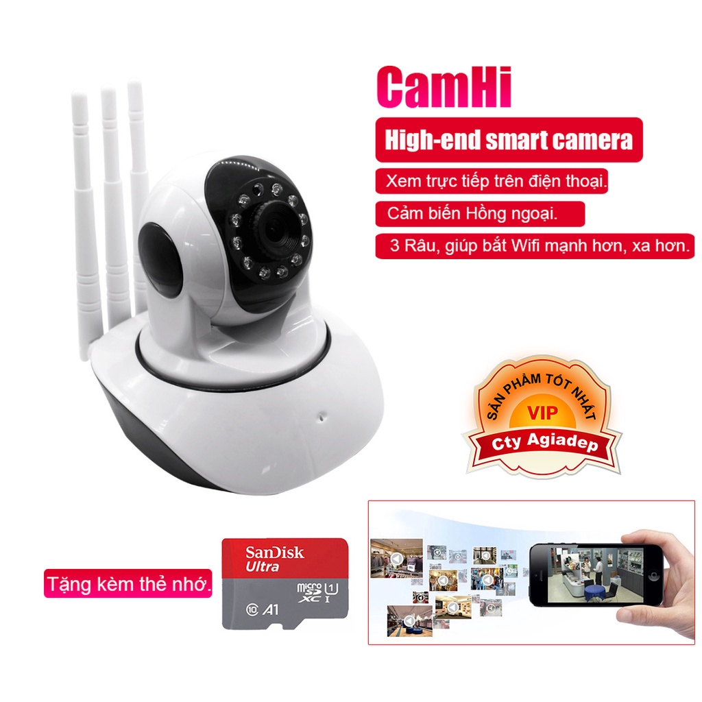 Camera an ninh Camhi + Thẻ nhớ xịn Toshiba Samsung Sandisk tương đương