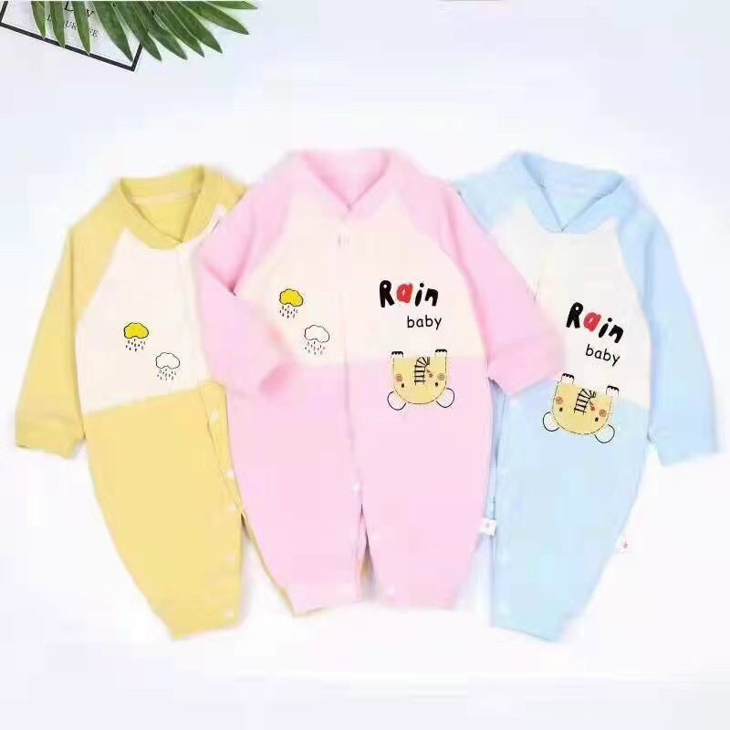 Bodysuit dài RAIN BABY chất liệu vải cotton nỉ dày dặn cho bé sơ sinh (3-7kg)