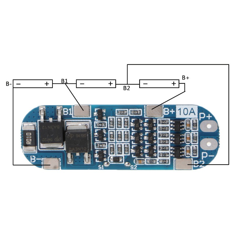 Bảng Mạch Bảo Vệ Pin Lithium 18650 Pcb Bms 3s 11.1v 12.6v 10a