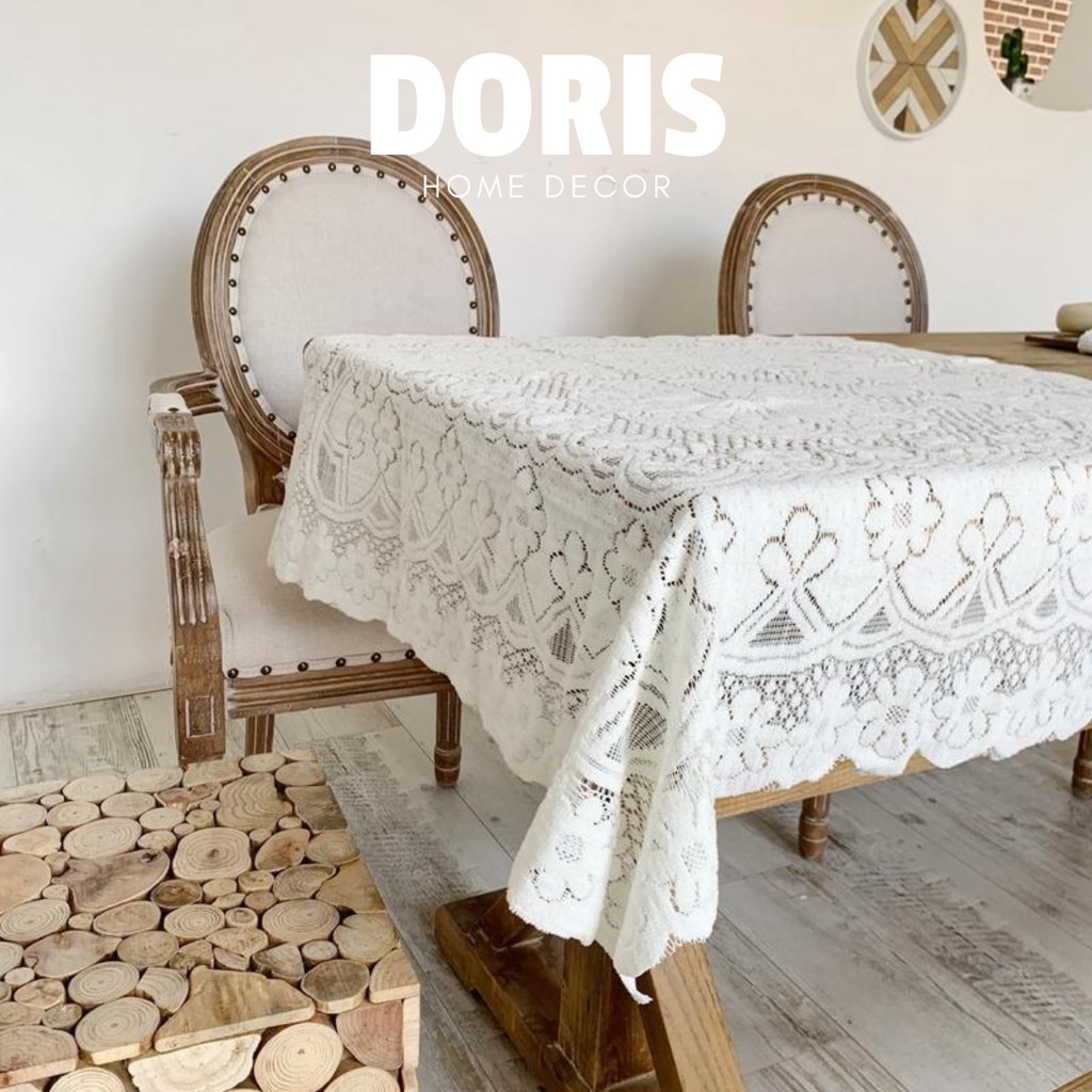Khăn trải bàn thêu ren, vintage trang trí tab đầu giường phong cách Hàn Quốc - Doris.decor