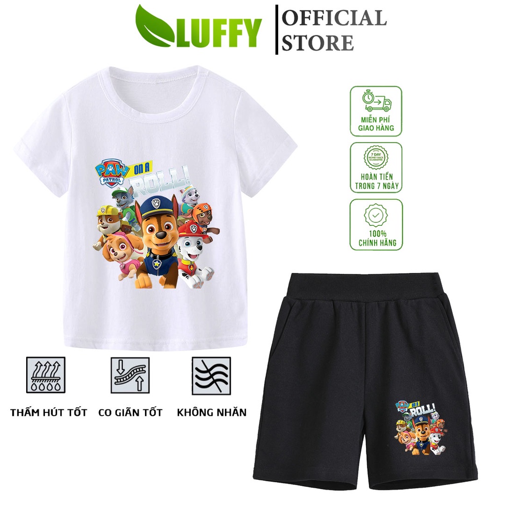 Đồ bộ bé trai Luffy Store cộc tay in hình Đội Chó Cứu Hộ chất cotton thoáng khí Quần áo trẻ em từ 8-35kg LUF01