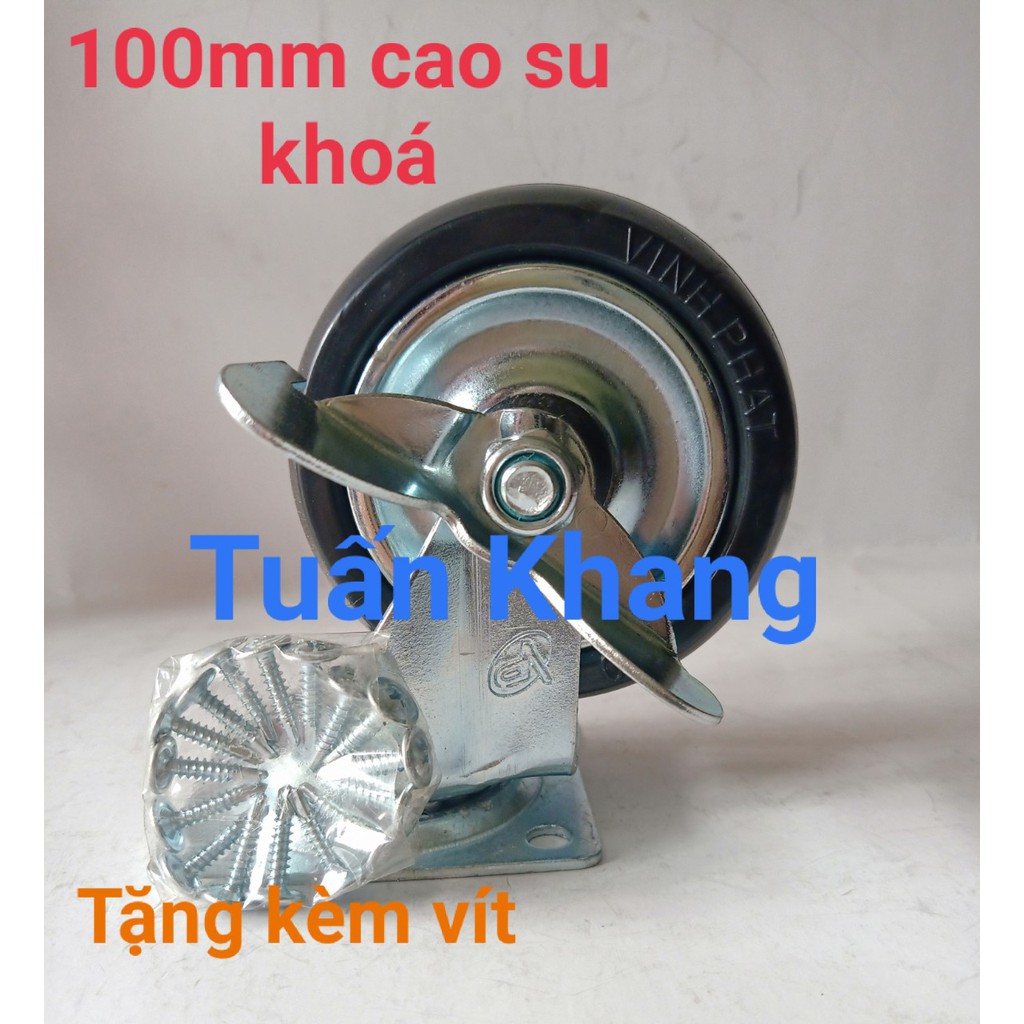 Bánh xe đen vĩnh phát phi 100mm đẩy êm