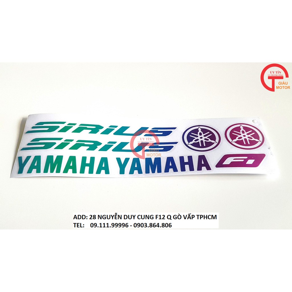 [GIÁ SỐC] TẤM TEM CHỮ VÀ LOGO PHẢN QUANG DÁN TRANG TRÍ XE SIRIUS YAMAHA ,TINH SẢO