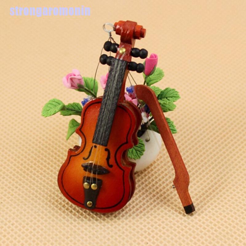 Đàn Violin Mini Bằng Gỗ Trang Trí Nhà Búp Bê