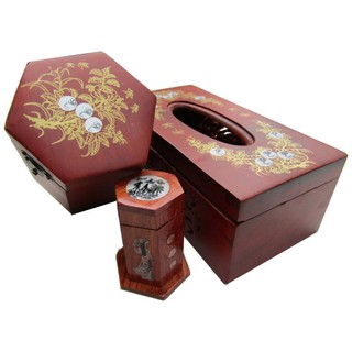 Bộ 3 sản phẩm hộp khăn giấy, hộp trà, hộp tăm mk01