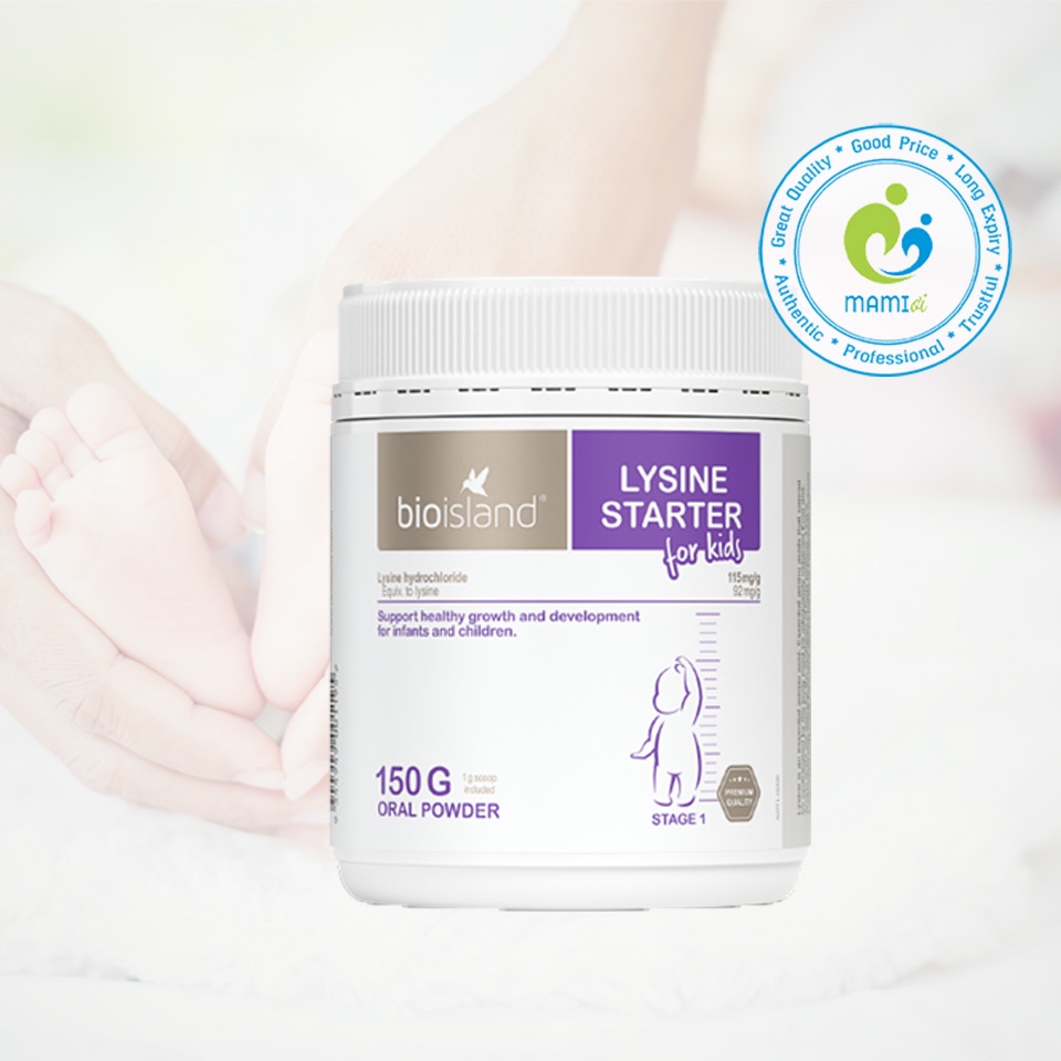 Thực phẩm (dạng bột/ viên) tăng khả năng hấp thụ canxi và chiều cao cho trẻ trên 6 tháng Bioisland Lysine, Úc