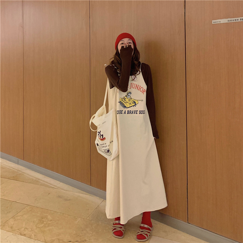 SUXI Váy dài form rộng họa tiết hoạt hình trẻ trung sành điệu cho nữ