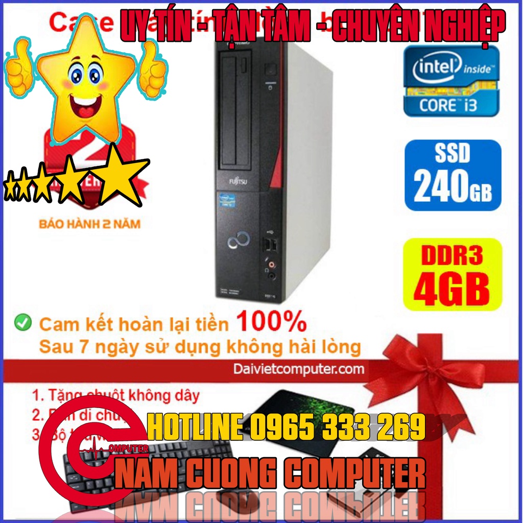 Case máy tính để bàn đồng bộ Fujitsu CPU i3 2100 - RAM 4GB - SSD 240GB - SSD 120GB - HDD 500GB