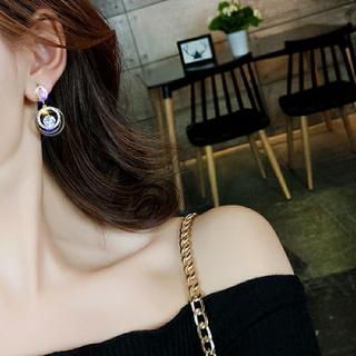 Hoa tai hình tròn phối đá