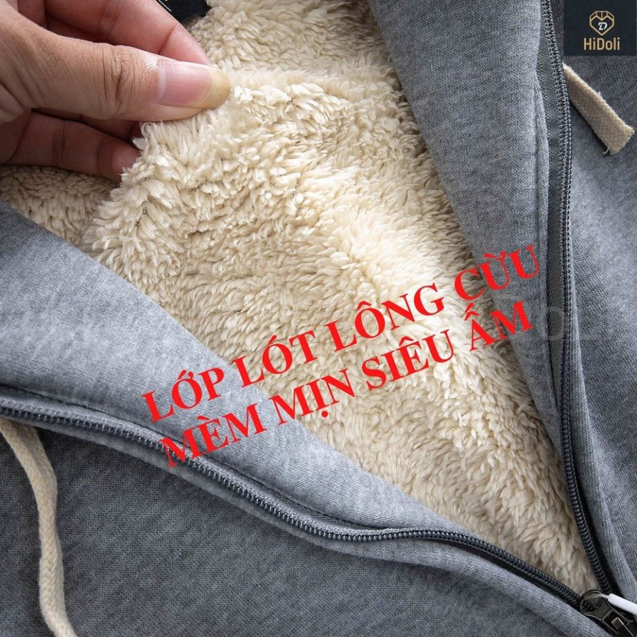 Áo khoác nỉ lót lông cừu, áo hoodie nam nữ unisex 5 màu,mặc đẹp thời trang chuẩn form dáng, thời trang HABI STORE - Hàng