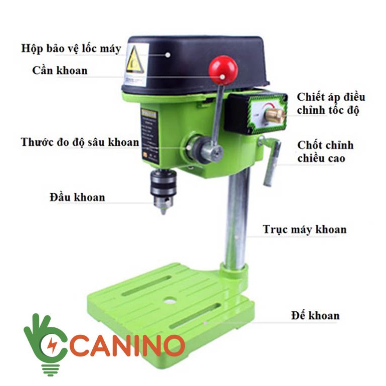 Máy khoan bàn miniQ 480W tốc độ quay đạt 4000r/min, đường kính mũi khoan 10mm Điện áp vào: 220V-50Hz