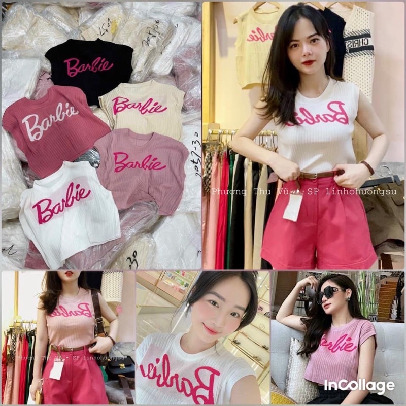 Áo thun len 3 lỗ monterghi chữ Barbie siêu hot