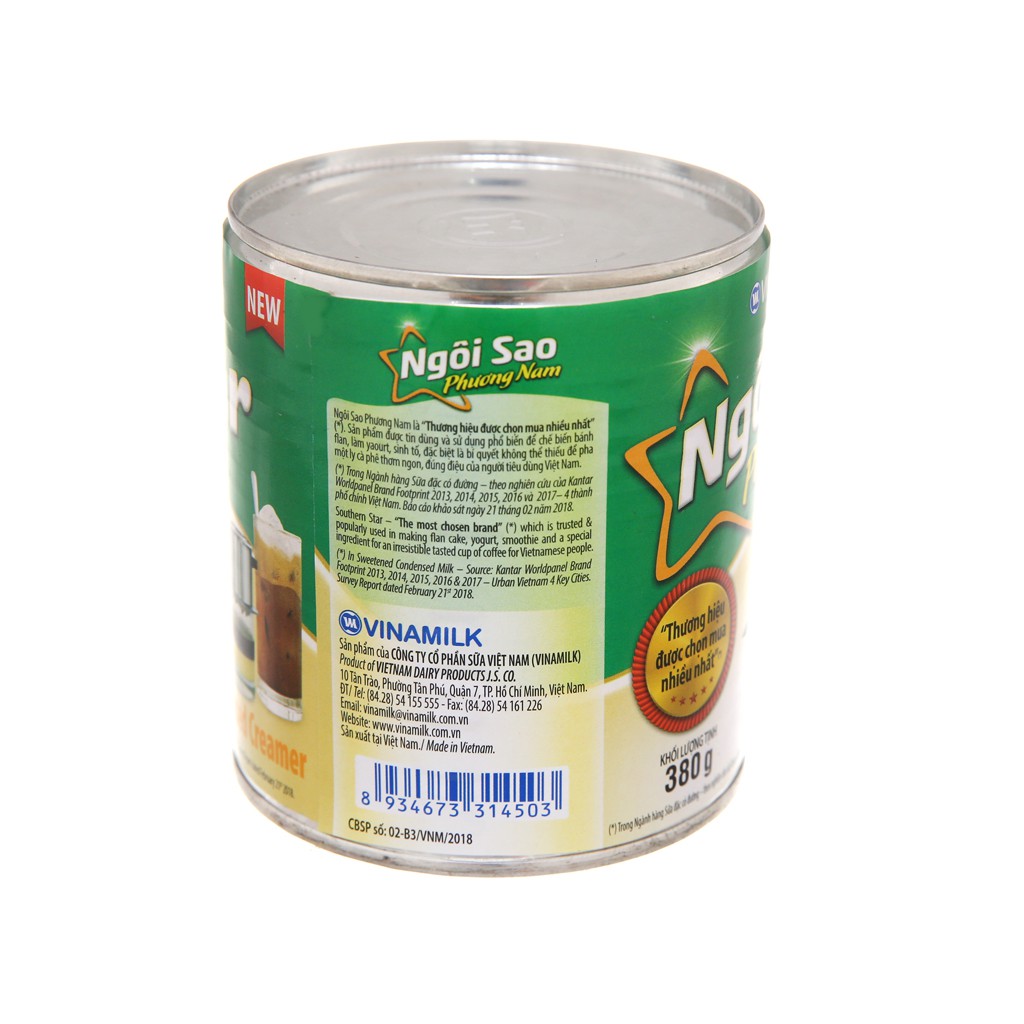 Kem đặc có đường Ngôi sao Phương Nam xanh lá lon 380g