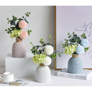 Lọ gốm cắm hoa Bắc Âu hiện đại cuốn thừng BH184 - Bình Gốm Khía