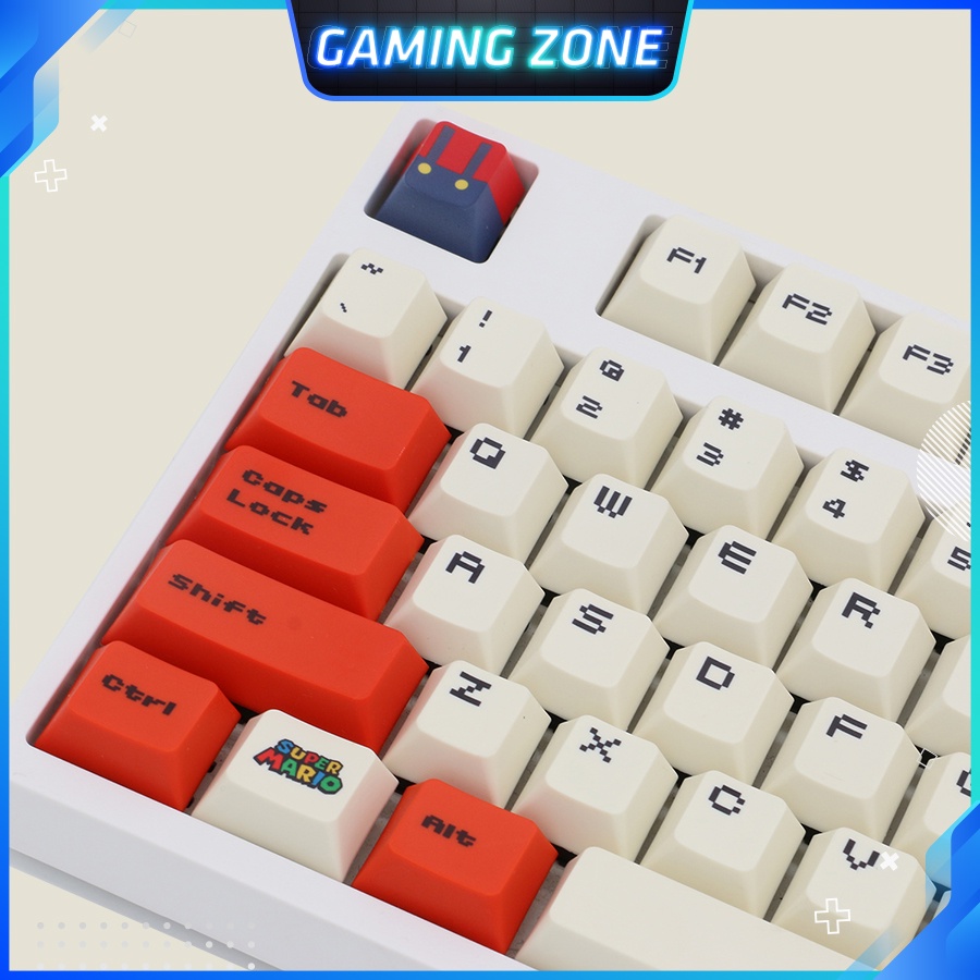 [Mã 33ELSALE hoàn 7% đơn 300K] Keycap bàn phím cơ Retro Mario Đỏ nhựa PBT 127 phím siêu đẹp