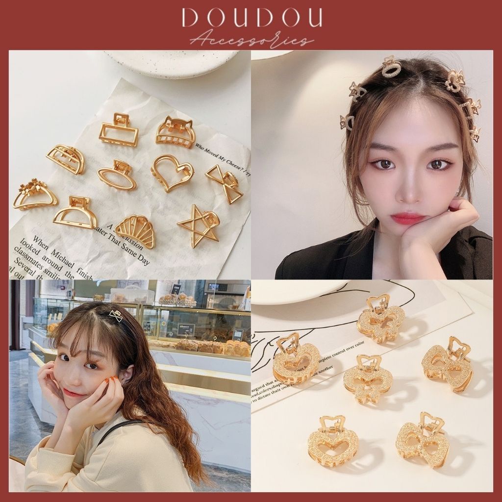 Phụ kiện tóc Doudou Cặp tóc mái Kẹp càng cua kim loại size nhỏ tiểu thư phong cách Hàn Quốc xinh xắn đáng yêu ZJ020