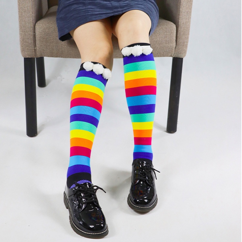 Vớ Cao Đến Đầu Gối Họa Tiết Chấm Bi / Trái Tim Lông Vũ Nhiều Màu Sắc Phong Cách Harajuku Nhật Bản Cho Nữ Xixi