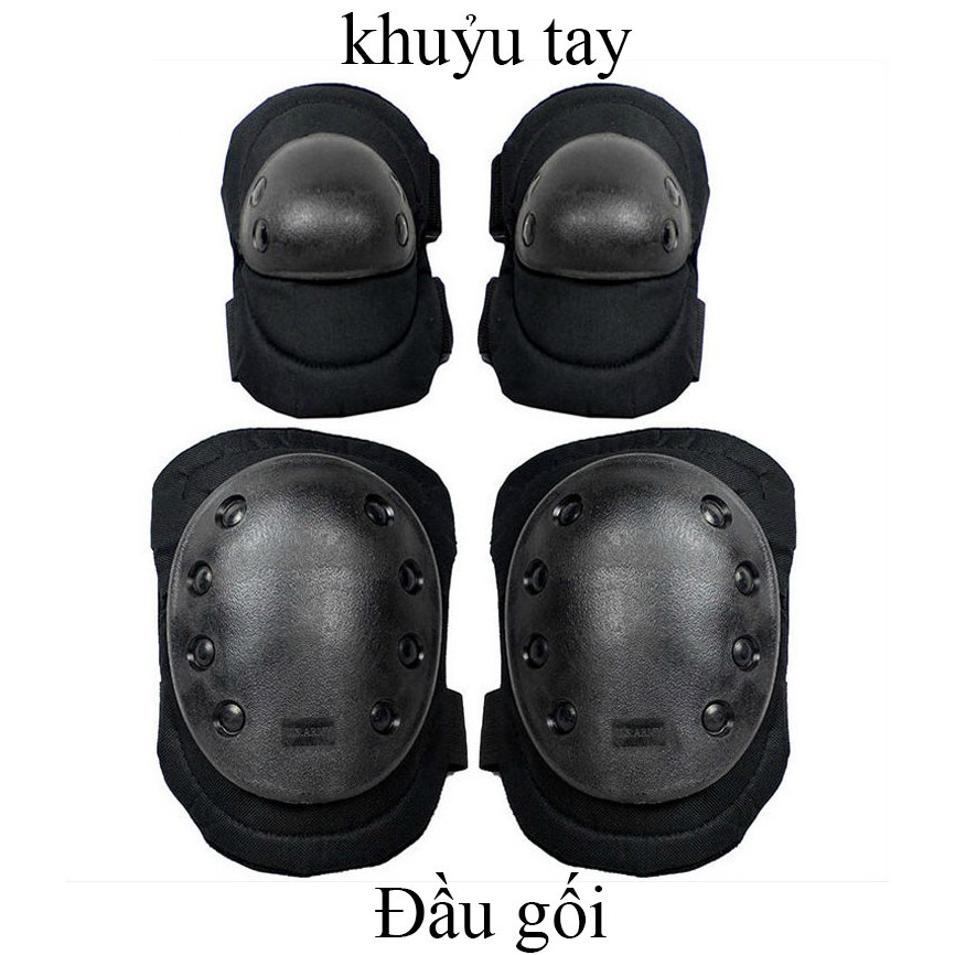 Bộ giáp bảo hộ đi phượt vệ đầu gối khuỷu tay Black Hawl