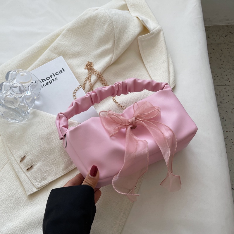 Túi Xách Đeo Vai Hình Đám Mây Thắt Nơ Xếp Ly Thời Trang Phổ Biến