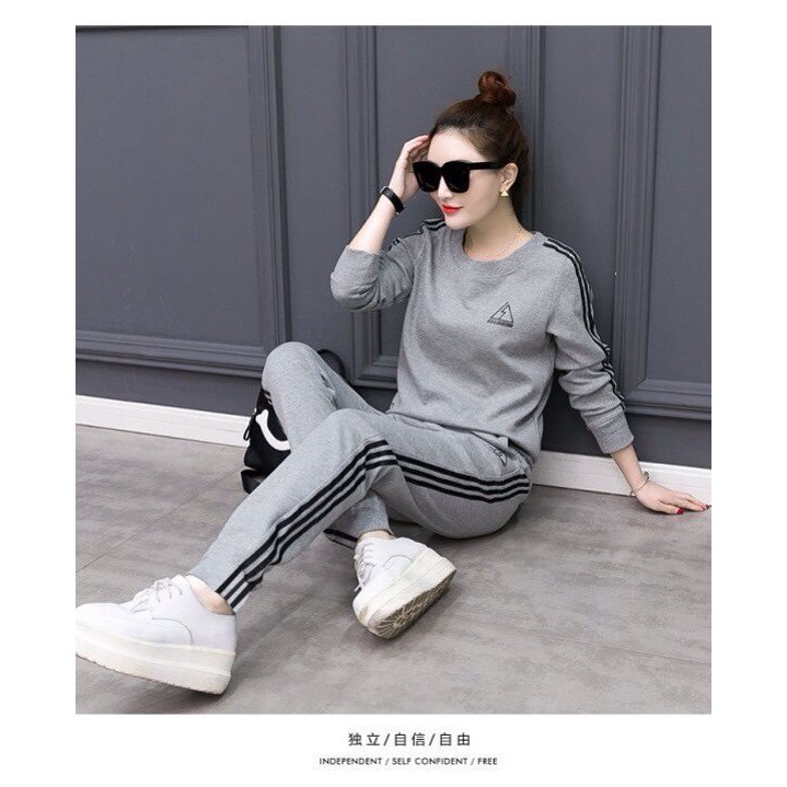 Set Đồ Bộ Thu Đông Nữ Thể Thao Viền Sọc Thời Trang Mặc Nhà Cao Cấp | BigBuy360 - bigbuy360.vn