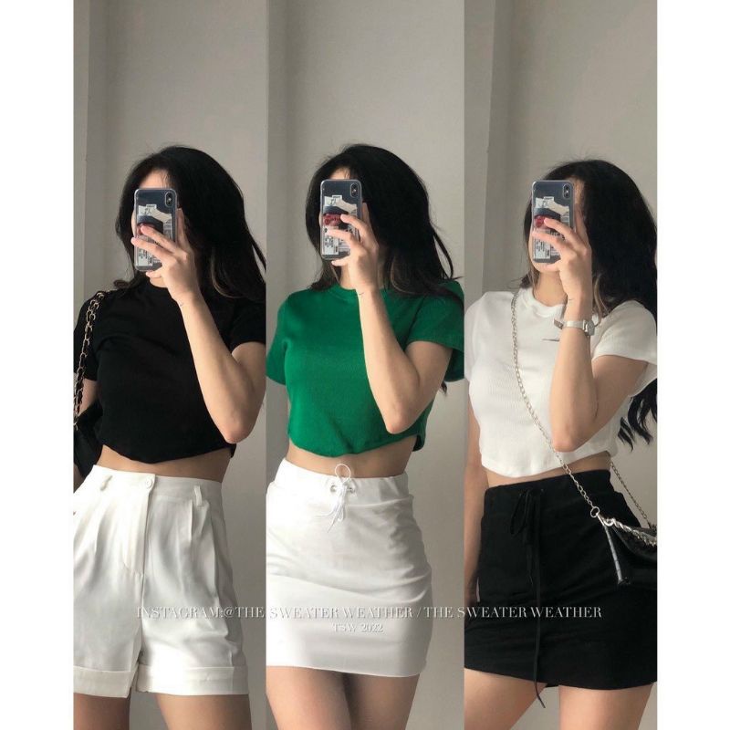 Áo croptop vạt nhọn
