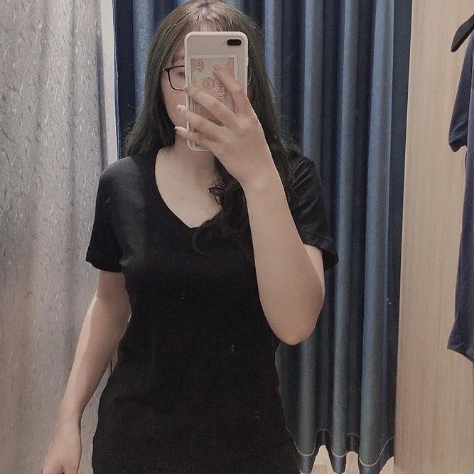 ( XẢ HÀNG ) Áo Thun Nữ Cổ Tim Chất Liệu Cotton Co Giãn Tốt A16 | BigBuy360 - bigbuy360.vn