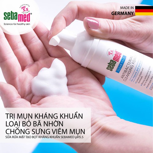 Sữa rửa mặt Sebamed pH5.5 Clear Face AntiBacterial Cleansing Foam 150ml