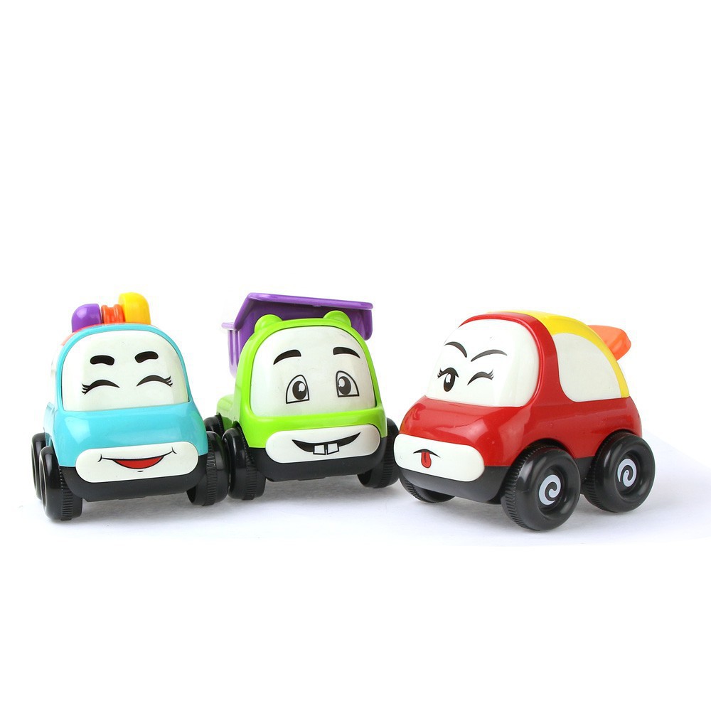 Mô hình xe hơi đồ chơi nhỏ nhiều màu sắc có hình gương mặt dễ thương cho trẻ