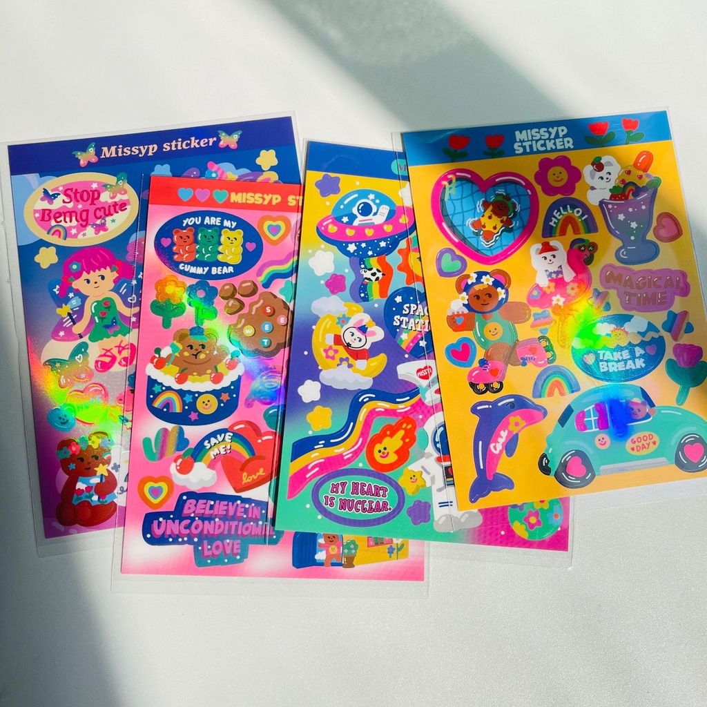Sticker Dán Trang Trí ipad Chất Liệu Chống Thấm Nước Màu laser Phong Cách retro Hàn Quốc