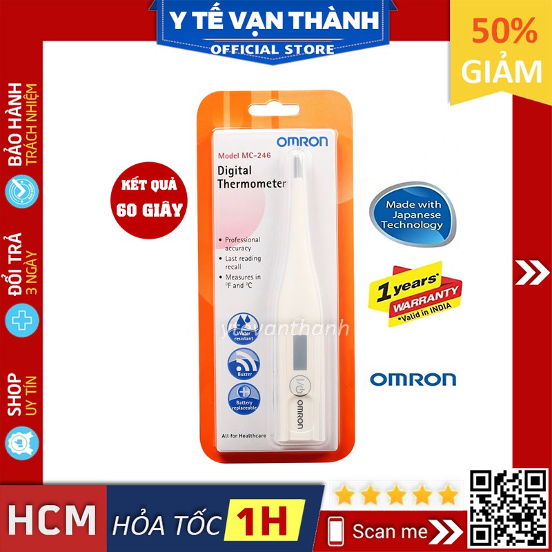 ✅ Nhiệt Kế Điện Tử Kẹp Nách: Omron MC246 (60 Giây) -VT0144 | Y Tế Vạn Thành