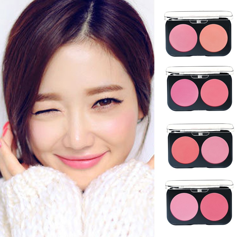 2 in 1 Highlight Exquisite Rouge Blush Pink Blusher Face Makeup Cosmetic