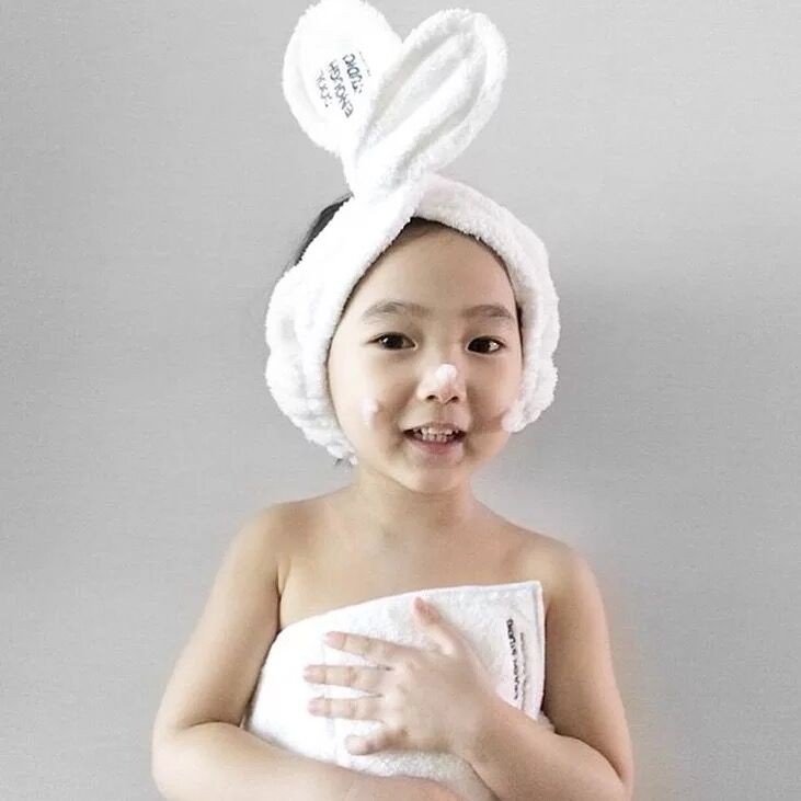 Băng đô rửa mặt tai thỏ cuốn chéo mã HA387