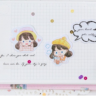 Hộp 45 miếng sticker mẫu cô bé đội nón