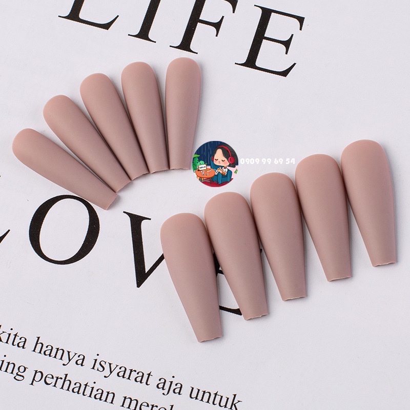 [ 09 - Nâu Nude ] 1170 MATTE - MÓNG TRƠN SƠN MỊN - Form Thang Dài Xtra - [ Tặng Miếng Dán Và Dụng Cụ ] LẺ