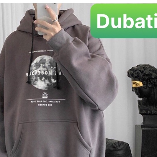 ÁO KHOÁC HOODIE NAM NỮ UNISEX CHẤT NỈ DÀY MỊN HỌA TIẾT MẶT TRĂNG FROM RỘNG SÀNH ĐIỆU- DUBATI FASHION