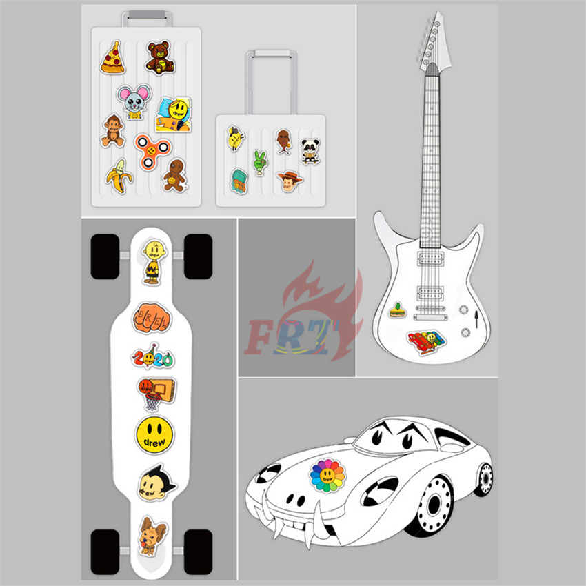 Bộ 50 cái decal dán trang trí Drew House in hình logo vui nhộn chống nước DIY