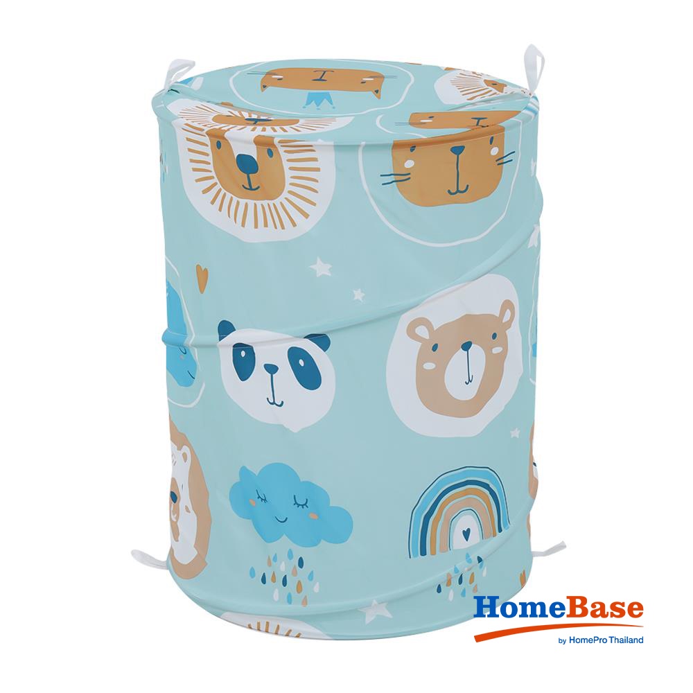 Homebase MOYA Giỏ để đồ giặt hình tròn RL-ACS21147 bằng Polyester 55X42X42CM họa tiết động vật